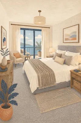 Cozy Modern Bedroom with Warm Bedside Light