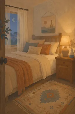 Cozy Bedroom with Warm Evening Light