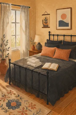 Cozy Bedroom with Warm Morning Light