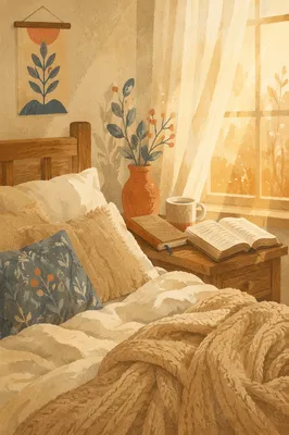 Cozy Bedroom with Morning Sunlight