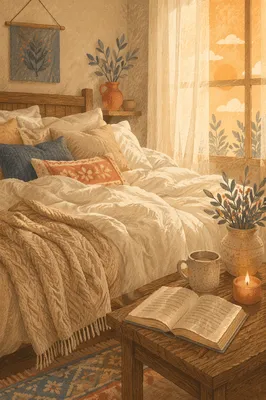 Cozy Bedroom with Warm Morning Light