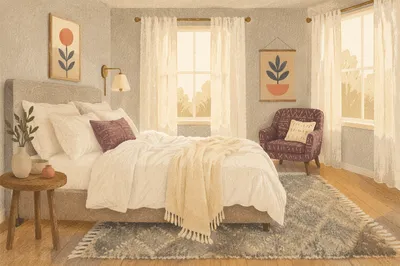 Cozy Bedroom With Warm Morning Light