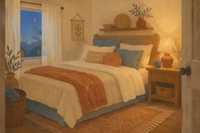 Cozy Bedroom with Warm Evening Light