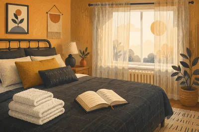 Cozy Bedroom with Morning Window Light