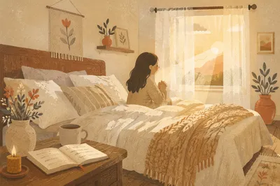 Cozy Dawn Bedroom Prayer Corner