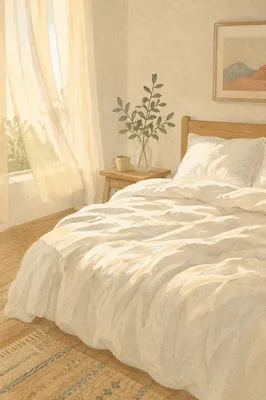 Peaceful Bedroom Morning Light and White Sheets