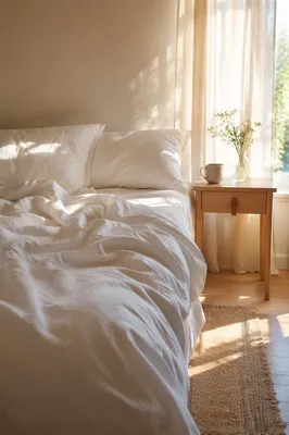 Peaceful Bedroom Morning Light With White Sheets