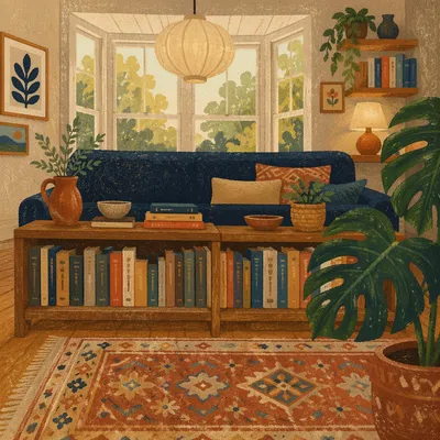 Cozy Home Library Reading Nook Interior
