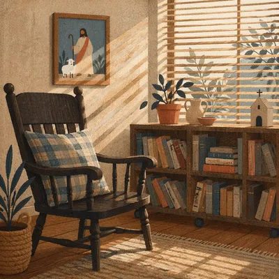 Cozy Home Library Reading Nook Interior