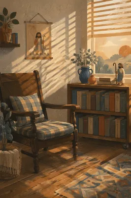Cozy Home Library Reading Nook Interior