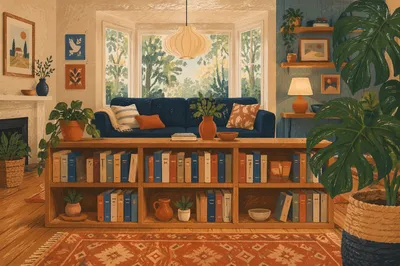 Cozy Home Library Reading Nook Interior