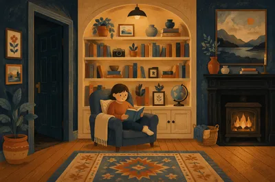 Cozy Home Library Bookshelf Reading Nook