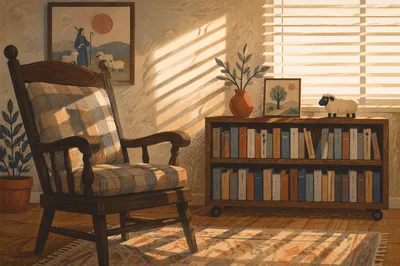 Cozy Home Library Reading Nook Interior