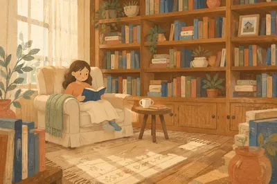 Cozy Home Library Reading Nook Interior
