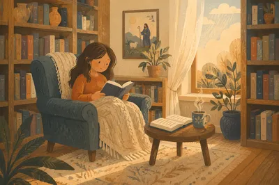 Cozy Home Library Reading Nook Interior