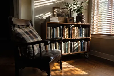 Cozy Home Library Reading Nook Interior