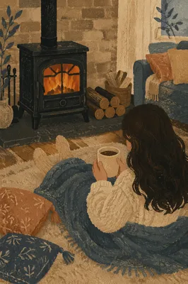 Cozy Living Room Fireplace Evening Retreat