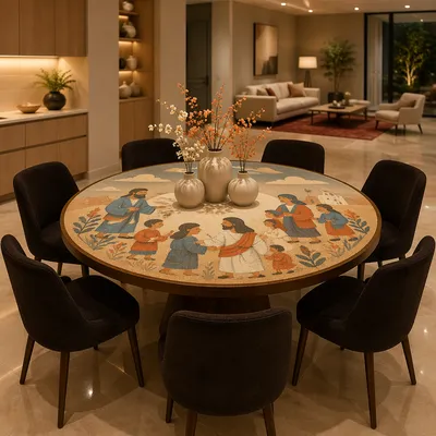 Elegant Honey Wood Dining Room Interior