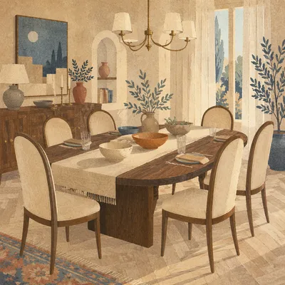 Elegant Dining Room Table and Chairs