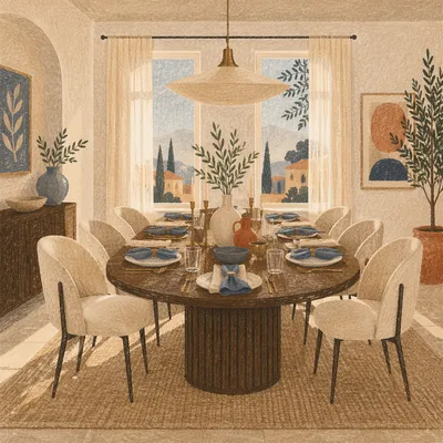 Elegant Dining Room Table and Cream Chairs