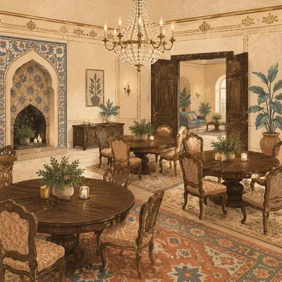 Elegant Dining Room Chairs in Historic Interior