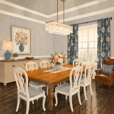Elegant Honey Wood Dining Room Interior