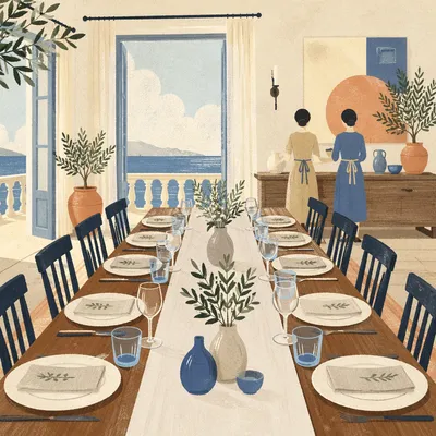 Elegant Fellowship Dining Room by the Sea