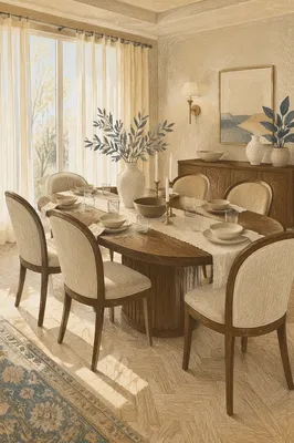 Elegant Dining Room Table and Chairs