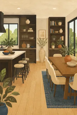 Elegant Dining Room With Warm Wood Accents