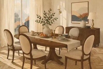 Elegant Dining Room Table and Chairs