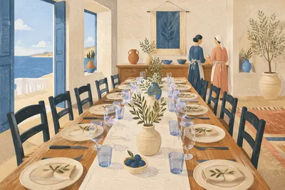 Elegant Fellowship Dining Room by the Sea