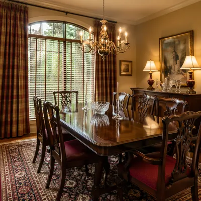 Elegant Traditional Dining Room with Dark Wood Table