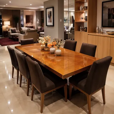 Elegant Honey Wood Dining Room Showroom