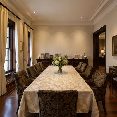 Elegant Dining Room With Floral Table Setting