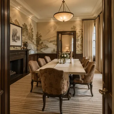 Elegant Dining Room with Upholstered Chairs