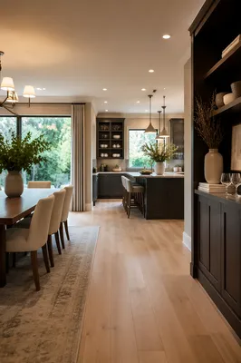 Elegant Open Plan Dining Room with Cream Chairs
