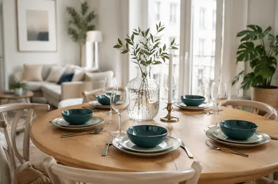 Elegant Daylit Dining Room with Oval Table