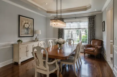 Elegant Dining Room with White Chairs