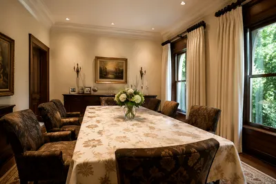 Elegant Dining Room with Floral Table Setting