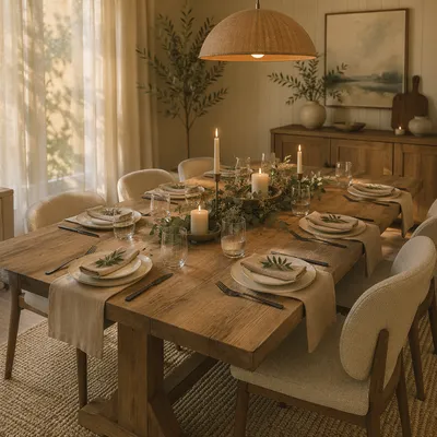 Elegant Dining Room Table Set for Dinner