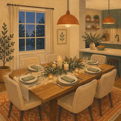 Cozy Dining Table Set for Dinner