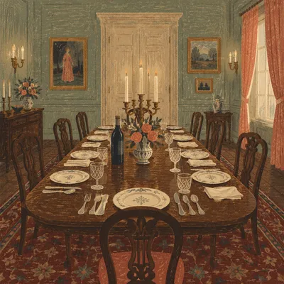Elegant Traditional Dining Room Dinner Setting