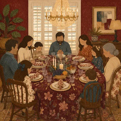 Cozy Traditional Dining Room Dinner Setting