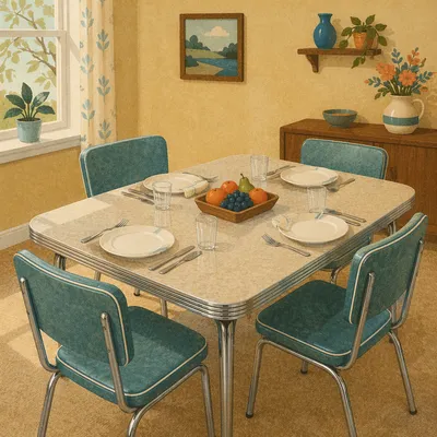 Retro Dining Room Table Set for Dinner