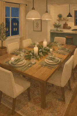 Cozy Dining Table Set for Dinner