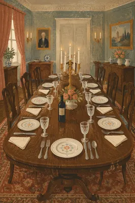 Elegant Traditional Dining Room Dinner Setting