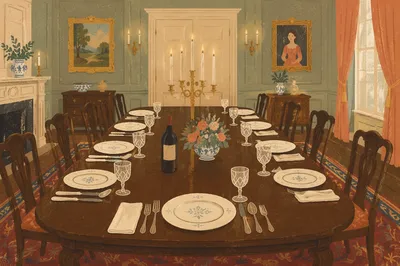 Elegant Traditional Dining Room Dinner Setting