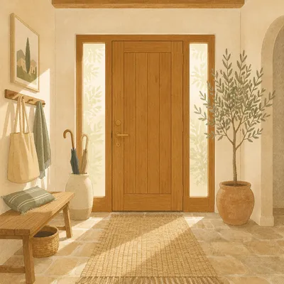 Welcoming Wooden Front Door Interior Entrance