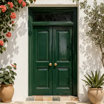 Traditional Green Wooden Front Entrance