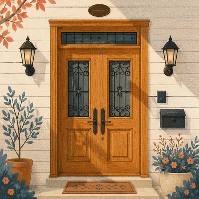 Elegant Wooden Front Door Entrance